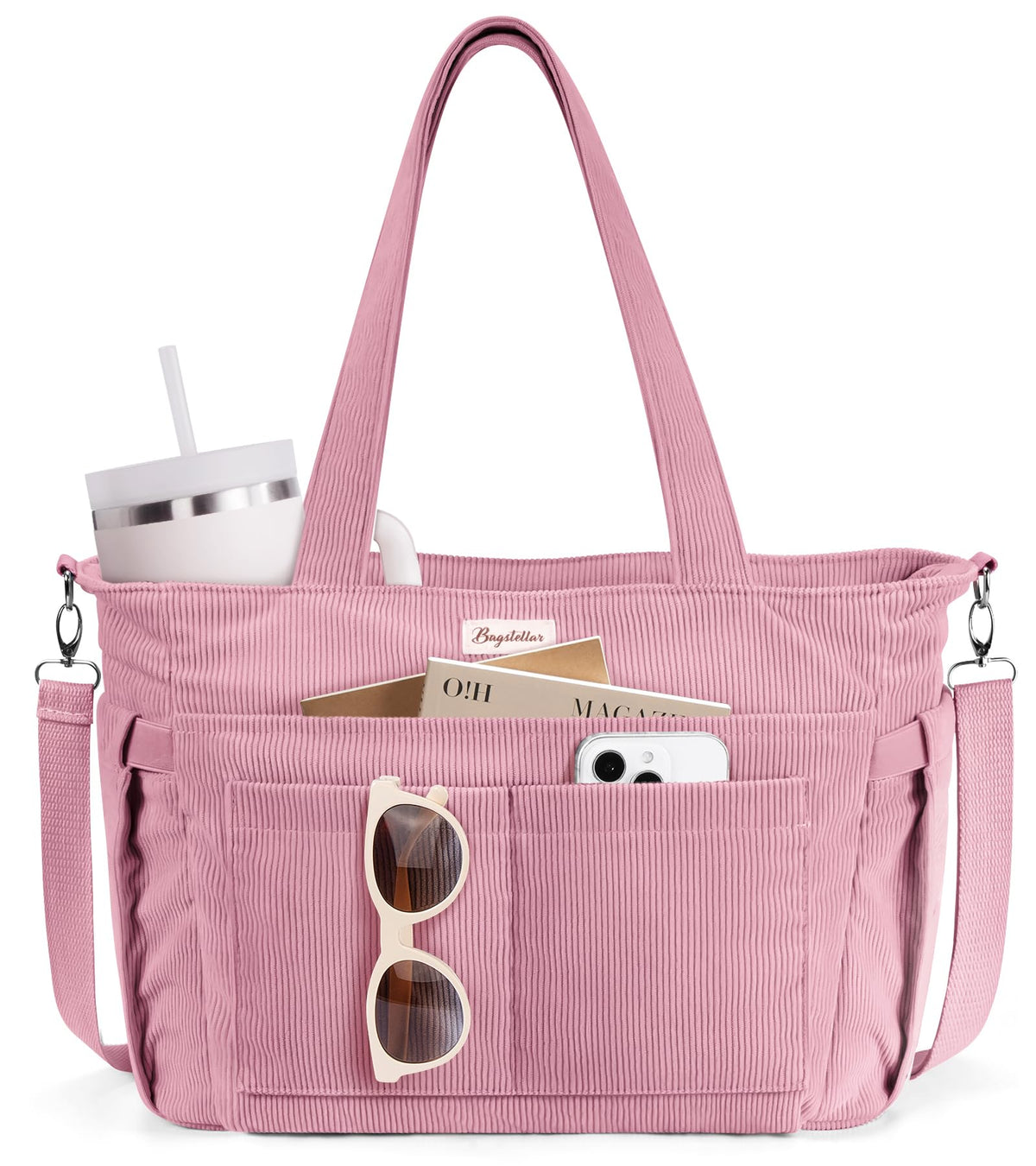 Liore Bags Premium Corduroy Tote Bag - 17-Pocket Laptop & Work Crossbody Purse for Women