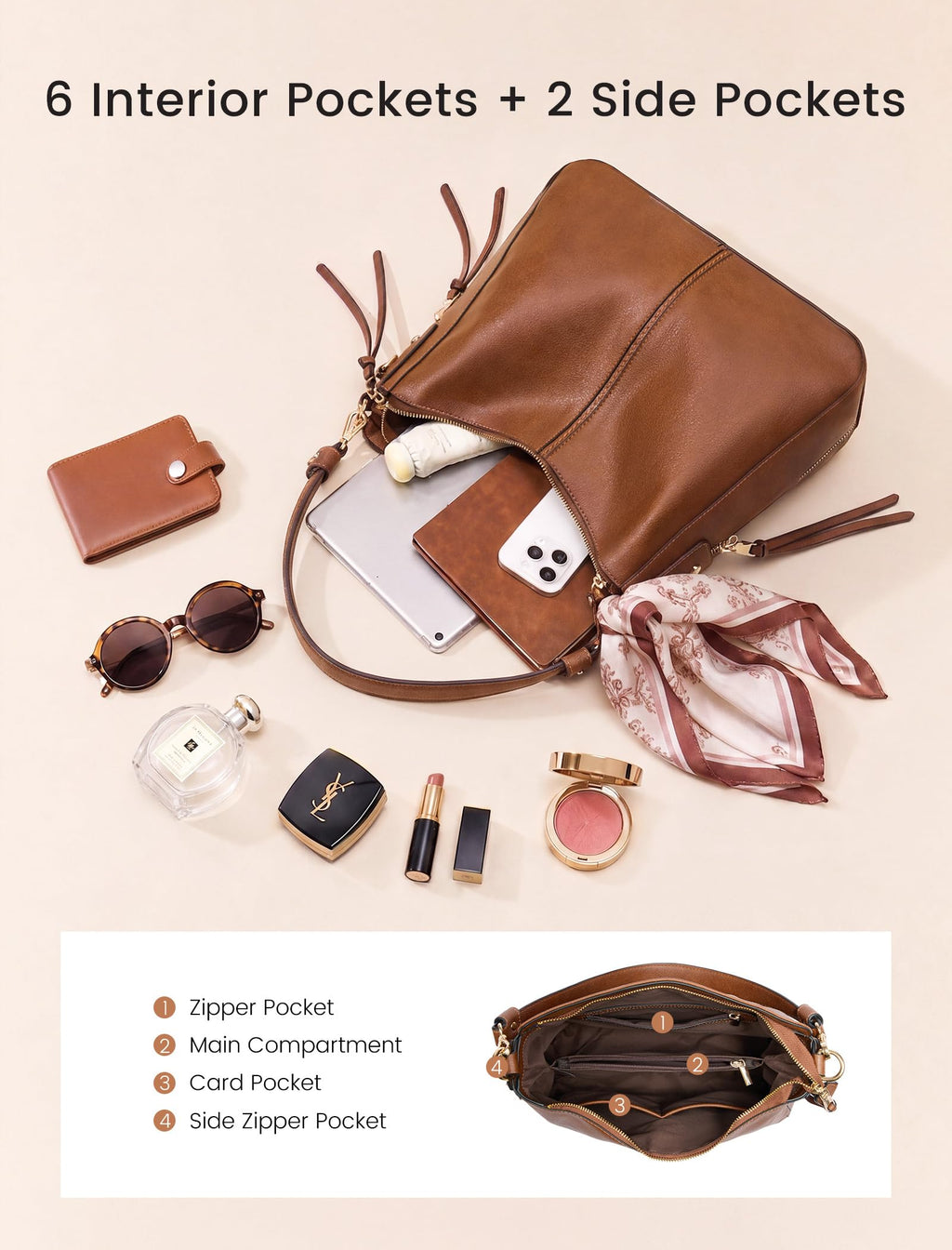 Liore Bags Designer Hobo Crossbody Purse - Premium Shoulder Handbag for Women