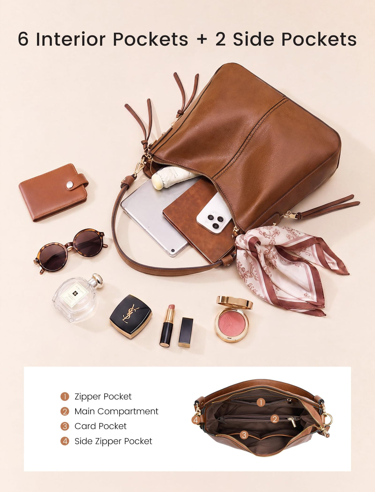 Liore Bags Designer Hobo Crossbody Purse - Premium Shoulder Handbag for Women