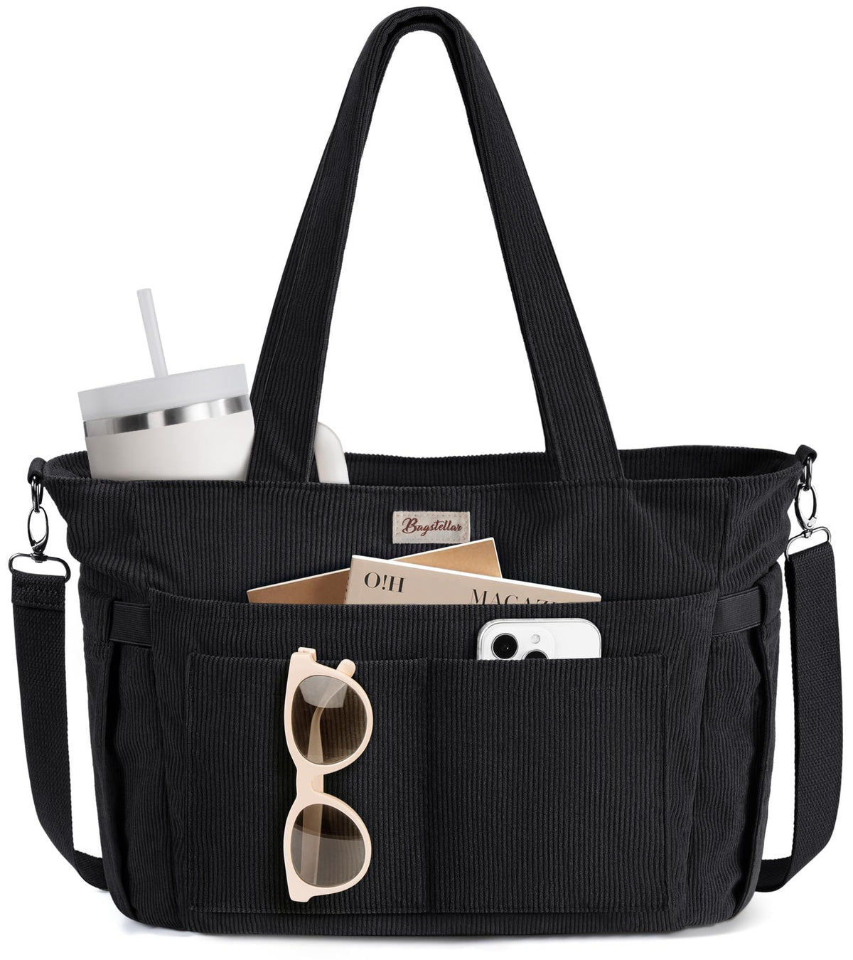 Liore Bags Premium Corduroy Tote Bag - 17-Pocket Laptop & Work Crossbody Purse for Women