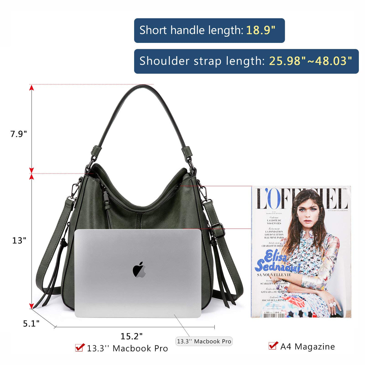 Liore Bags Designer Hobo Crossbody Purse - Premium Shoulder Handbag for Women