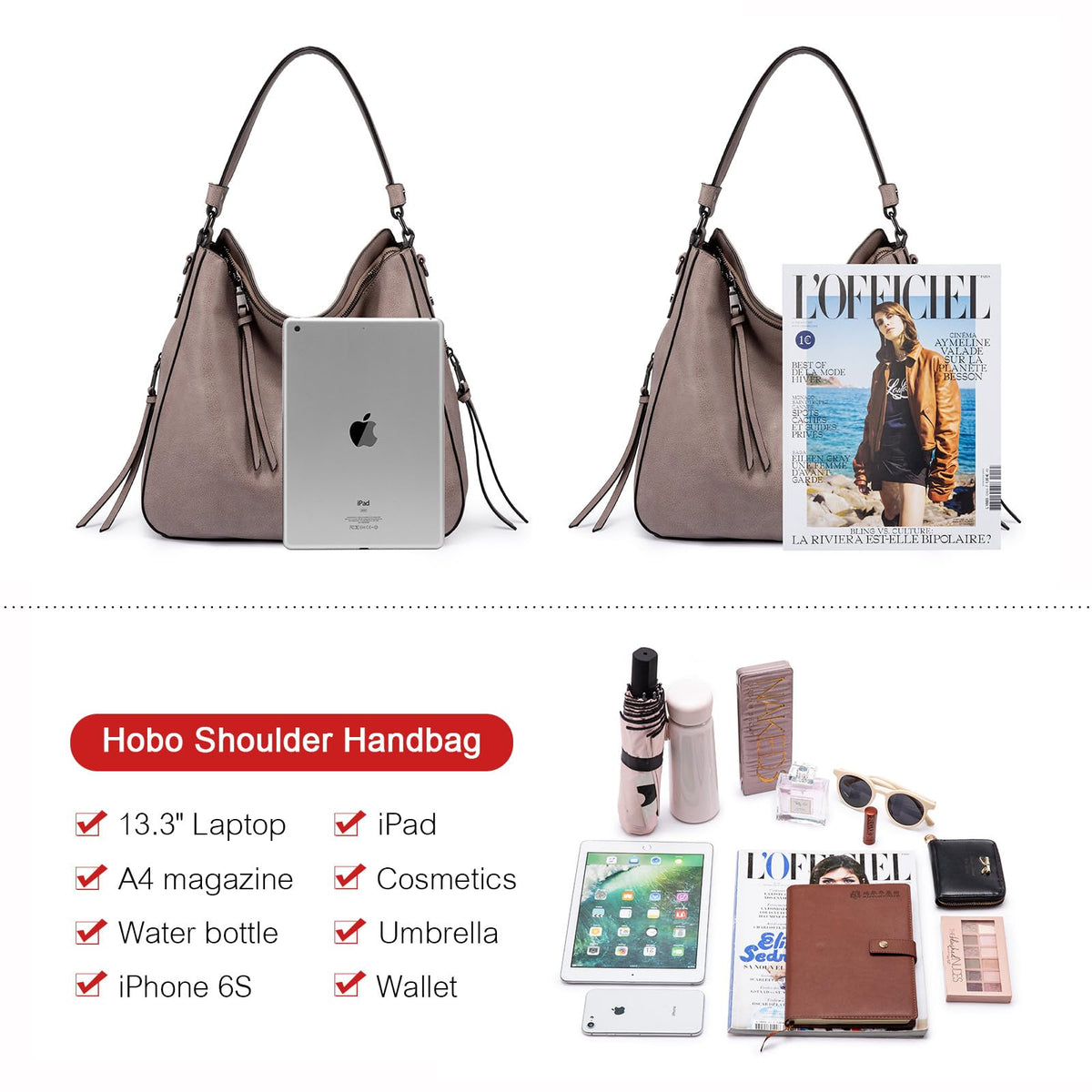 Liore Bags Designer Hobo Crossbody Purse - Premium Shoulder Handbag for Women